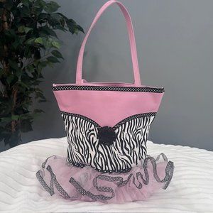 Girls purse pink zebra print tulle